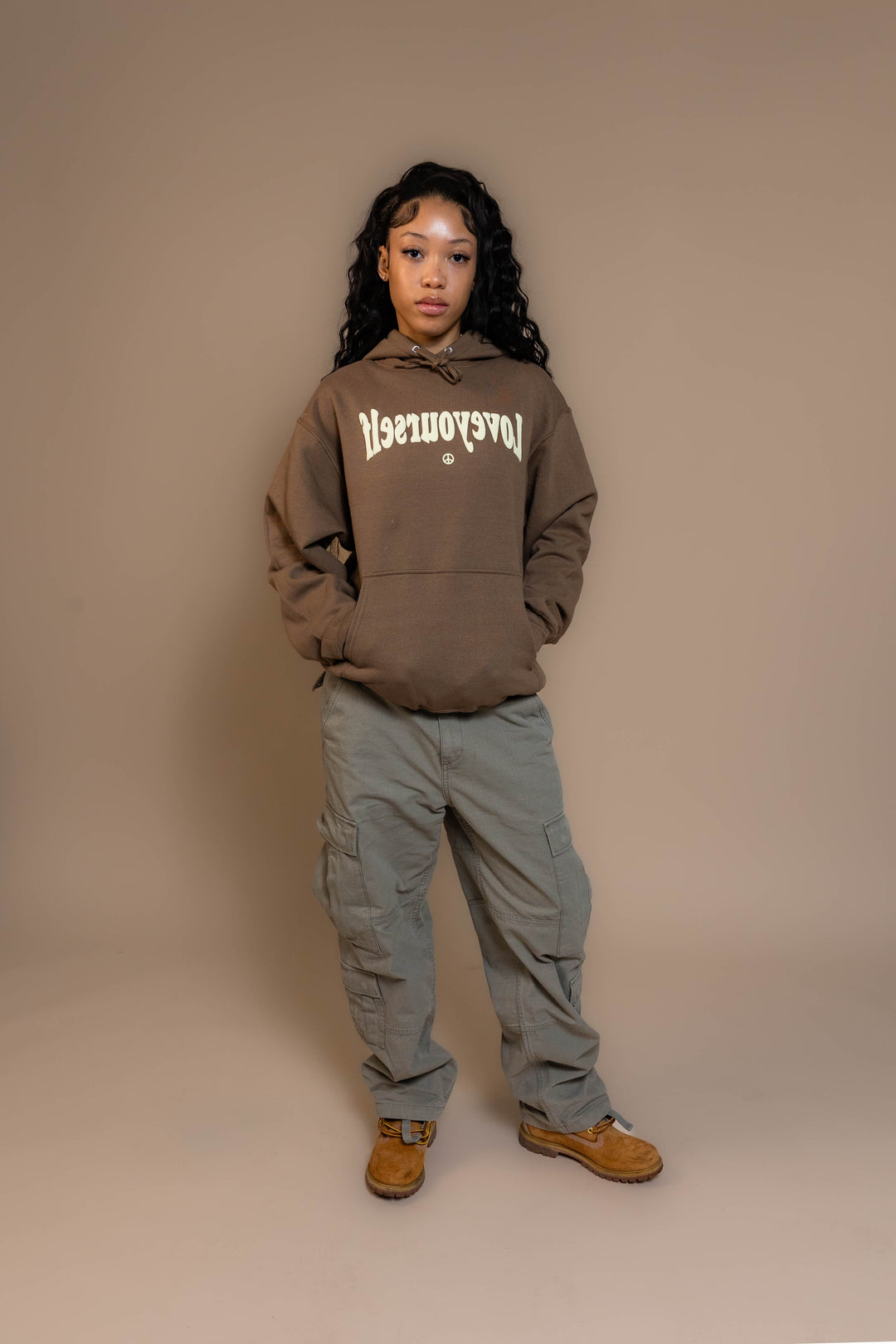 Almond & Cream Hoodie (Smell The Flowers) – Love Yourself
