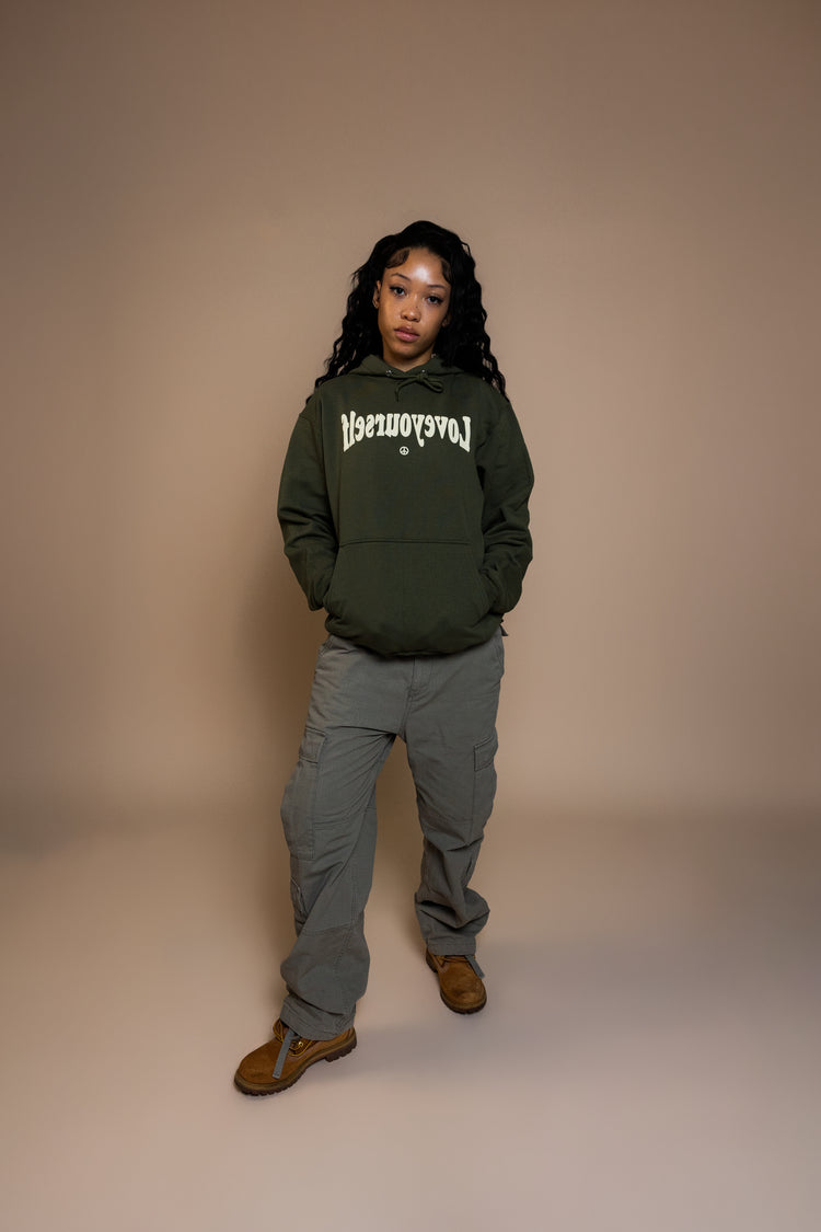 Olive & Cream Hoodie (Smell The Flowers) – Love Yourself